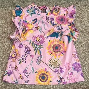 Elie Tahari Sunflower Ruffle Sleeve Blouse